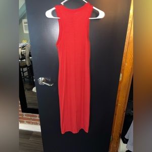 Red tank top body con dress w slit in the back